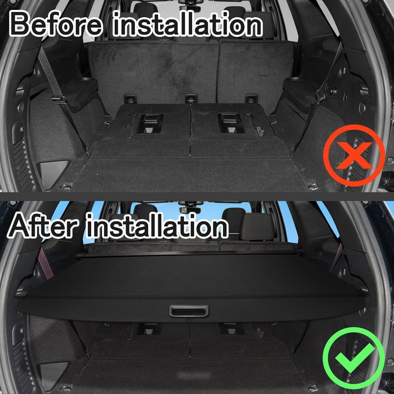 Sze Cargo Cover for Dodge Durango 2011-2025 Accessories (Not fits 2025 R/T) Retractable Trunk Cover Black Rear Trunk Security Cover Shielding Shade Waterproof-New Upgrade (Install on 2nd Row Position) - Image 2